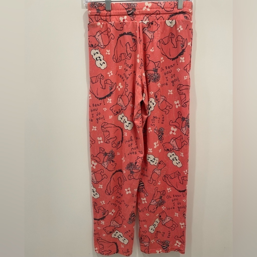 DISNEY Pajamas Size XS Pink Black Pull On Winnie the Pooh Pants Front Pockets - Picture 2 of 9